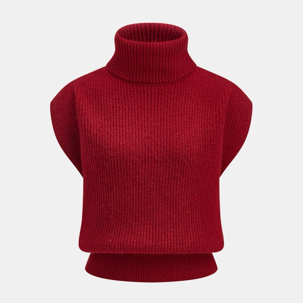 Commense Women's Burgundy Turtleneck Sweater Vest